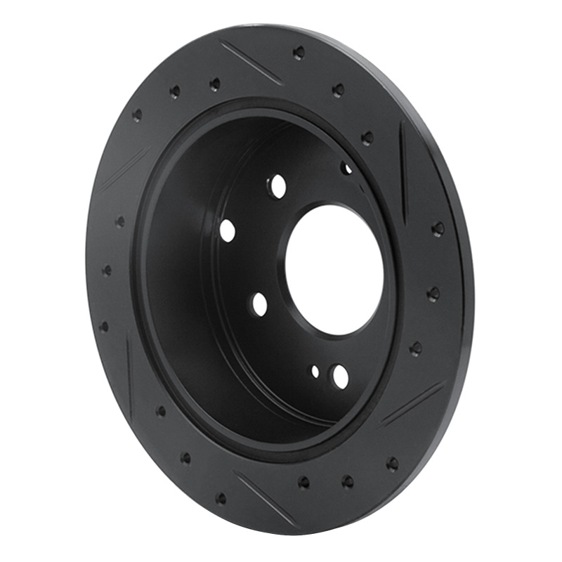 Mitsubishi Eclipse Brake Rotor (1) - Rear Left - R1 Concepts - Drilled & Slotted - Black - `04-`12